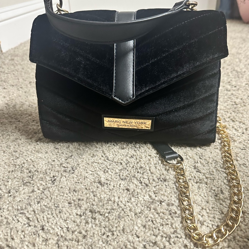 Marc New York Black and Gold Crossbody Bag with Structured Design